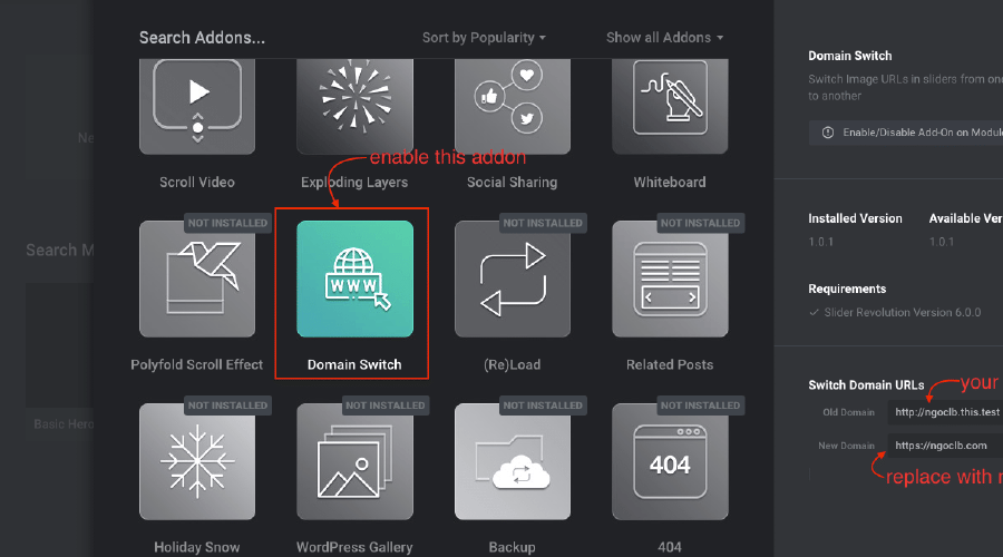 Replace Old URL with New URL in Revolution Slider