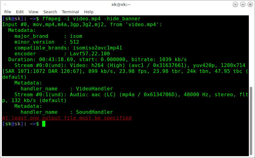 View audio, video file information using FFmpeg