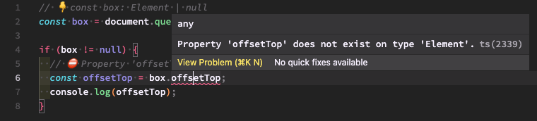 property offsettop not exist type element