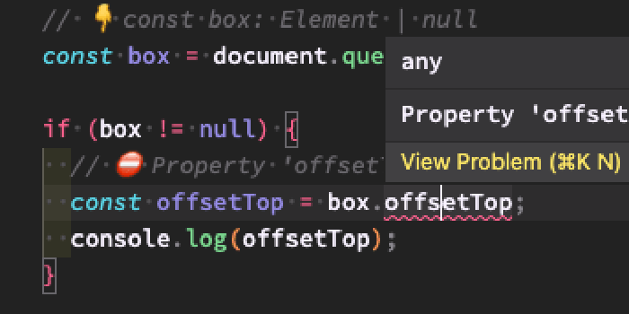 [TypeScript] Property 'offsetTop' does not exist on type 'Element'